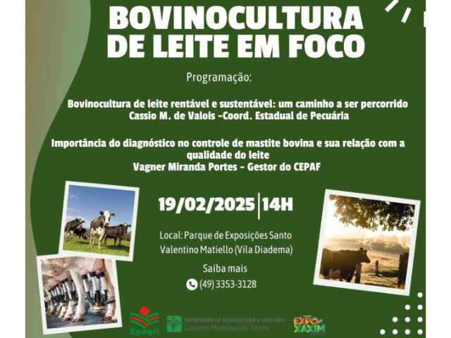 Leia mais sobre o artigo Epagri promove palestras sobre bovinocultura de leite e empoderamento feminino na ExpoXaxim